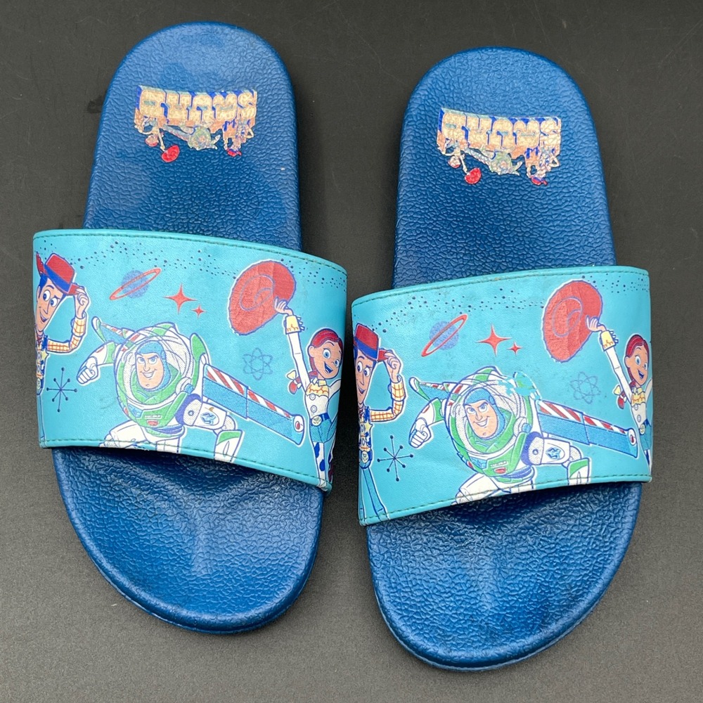 Disney Toy Story Squad Slides Blue Woody Buzz Lightyear Jessie‎ Kids Size 13/1